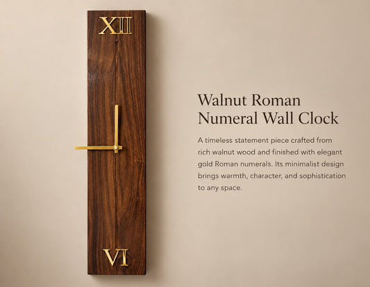 Walnut Roman Numeral Wall Clock